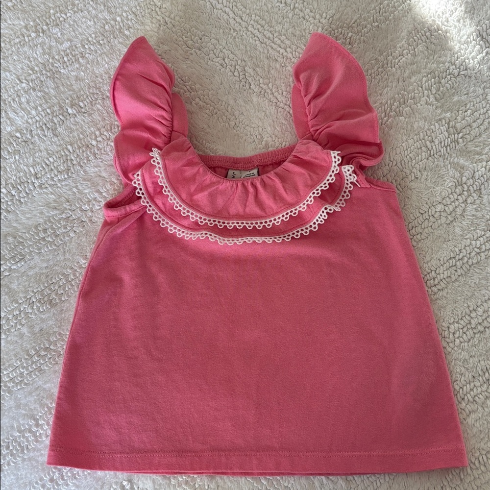Girl’s Janie and Jack Circle Trim Ruffle Top, 3